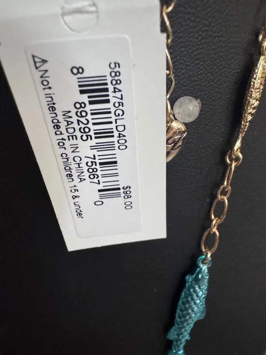 NWT Women BETSEY JOHNSON Coastal Mediterranean Sardines sparkly long necklace - Picture 5 of 9